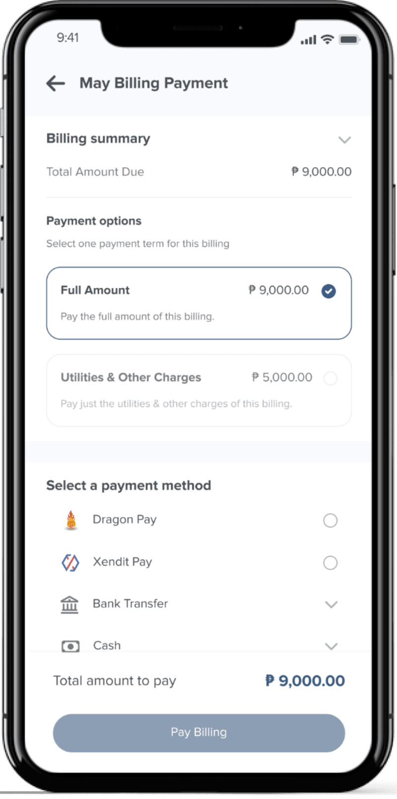 Collo tenant portal app - online rent payment bills overview for Philippines property management